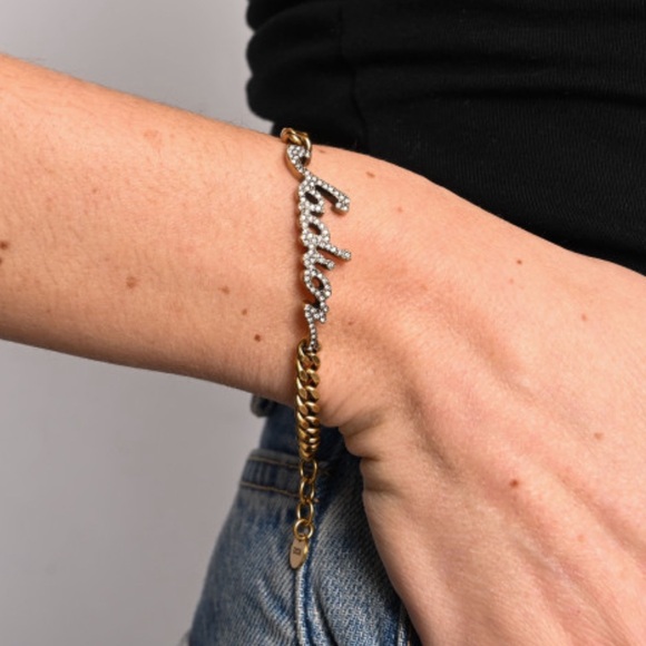 Dior NWT j’adior bronzed gold plated crystal bracelet; comes with much - Picture 2 of 5